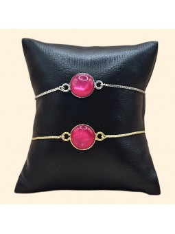 Bracelet cabochon fuschia