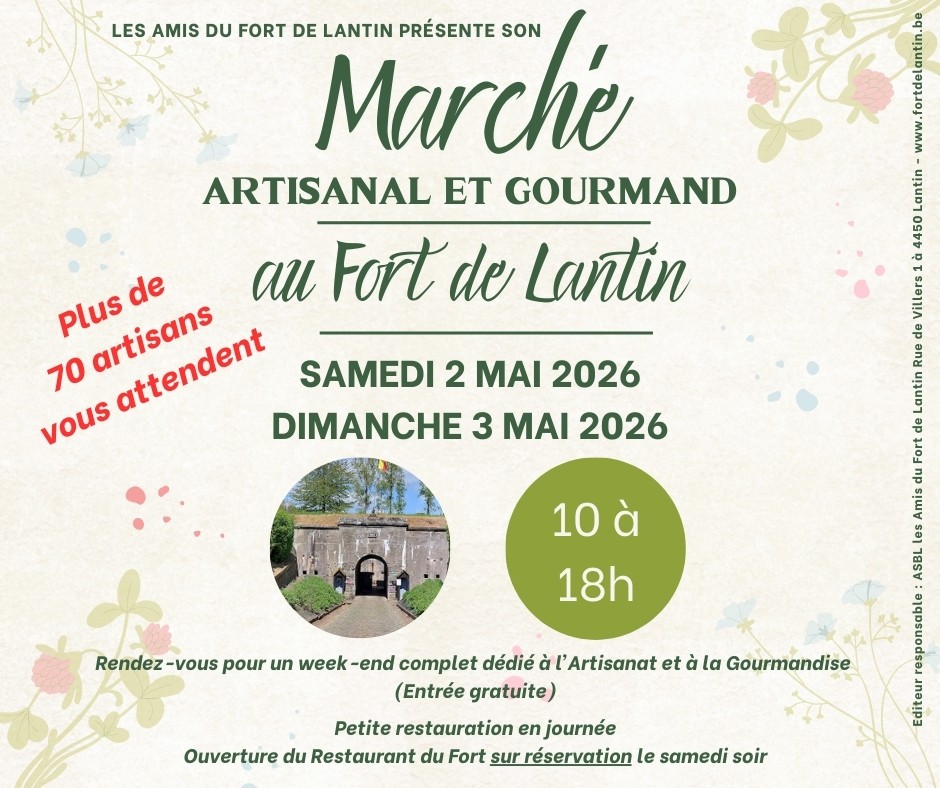 Agenda de Mai : Marché artisanal et gourmand du Fort de Lantin